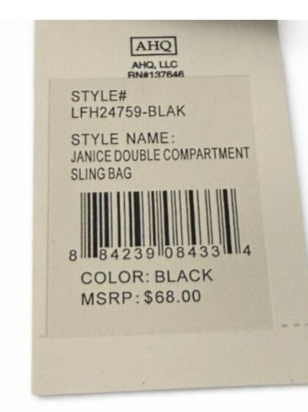 NWT London Fog Janice Sling Bag - Sleek Black! Unopened Factory Seal - Picture 6 of 6
